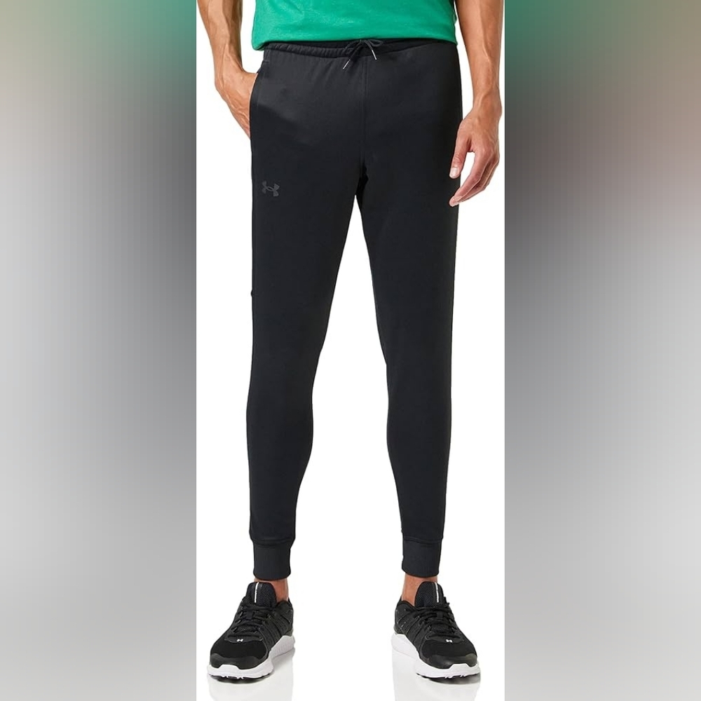 Under Armour Men's Armour Fleece Joggers Black Sweatpants Loose Fit Size Large